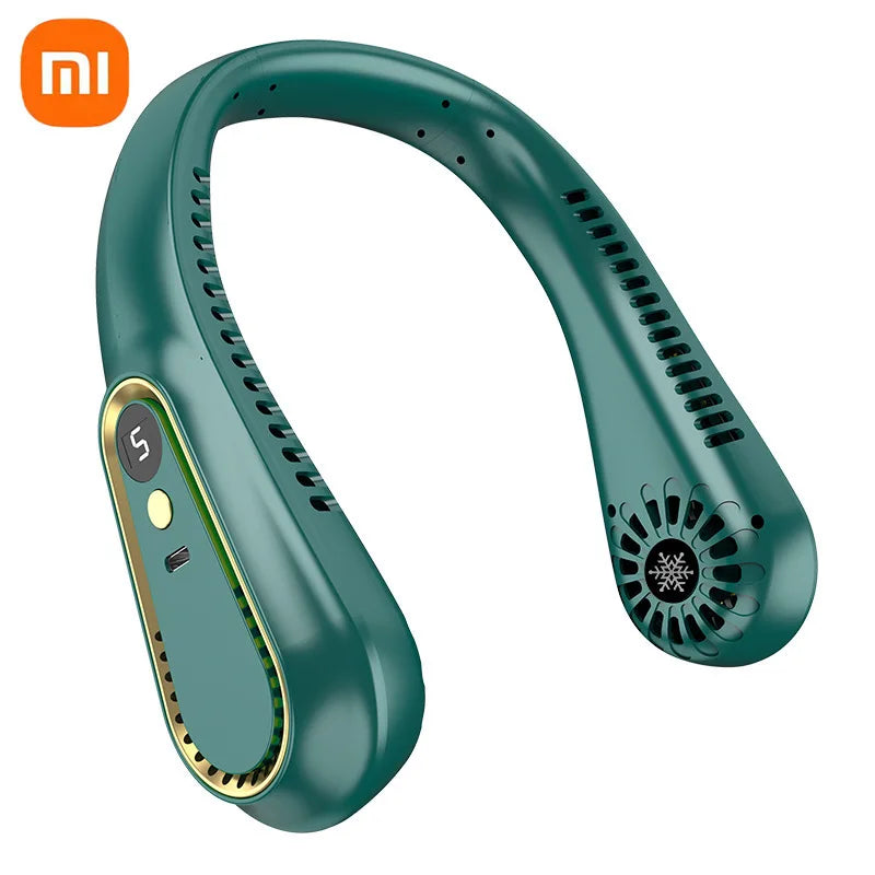 Xiaomi Neck Fan Digital Display Power Ventilator Leafless Neck Band Fan Portable Mini Air Cooler USB Rechargeable Fan