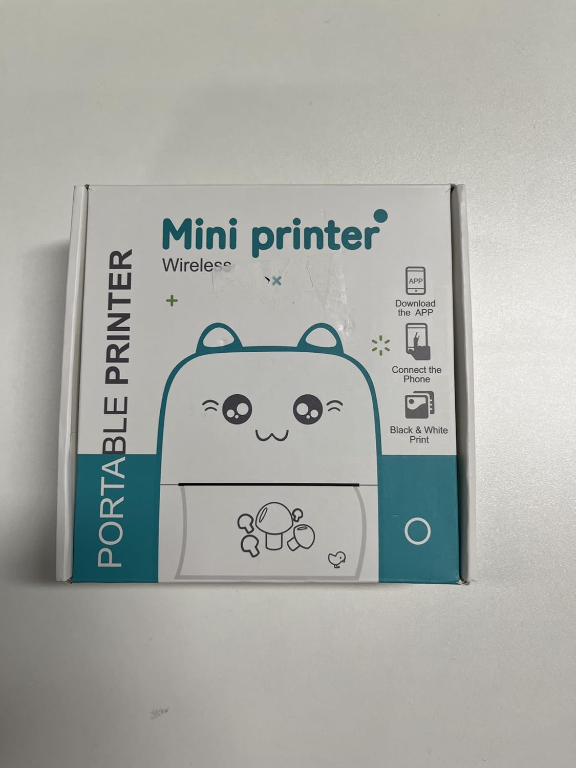 Mini Sticker Printer, Portable Thermal Printer with 7 Rolls Paper, Bluetooth Inkless Smart Printer Compatible with Ios & Android, Free Cut Small Pocket Printer for Notes, Pictures, Label, Memo (Blue)