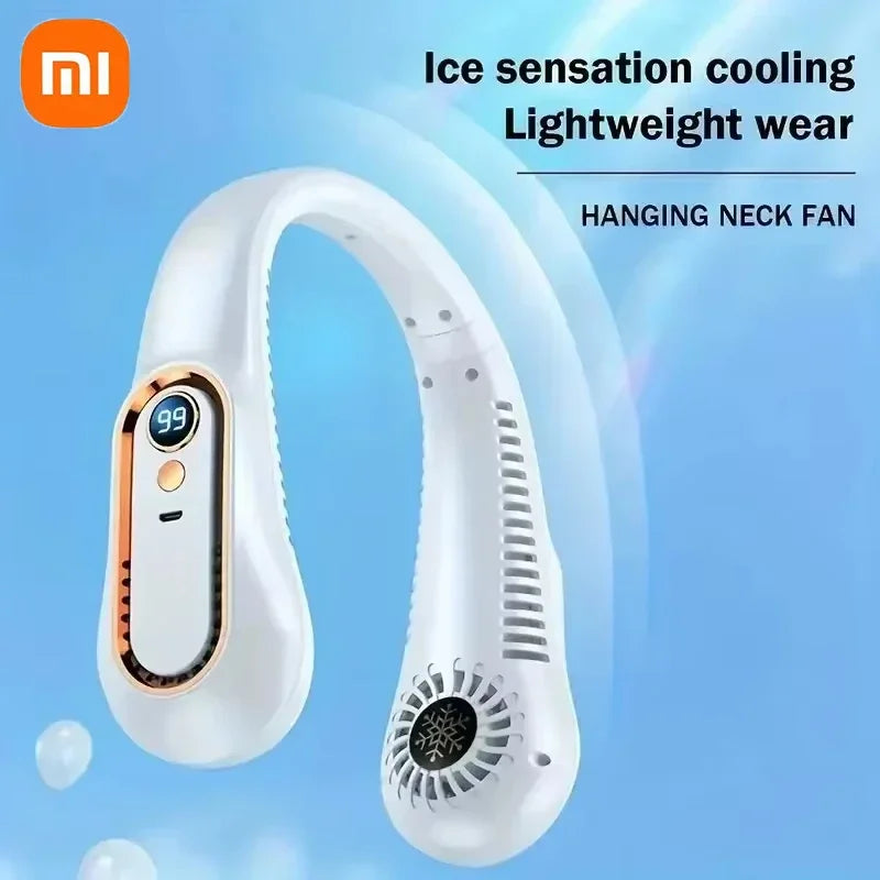 Xiaomi Neck Fan Digital Display Power Ventilator Leafless Neck Band Fan Portable Mini Air Cooler USB Rechargeable Fan