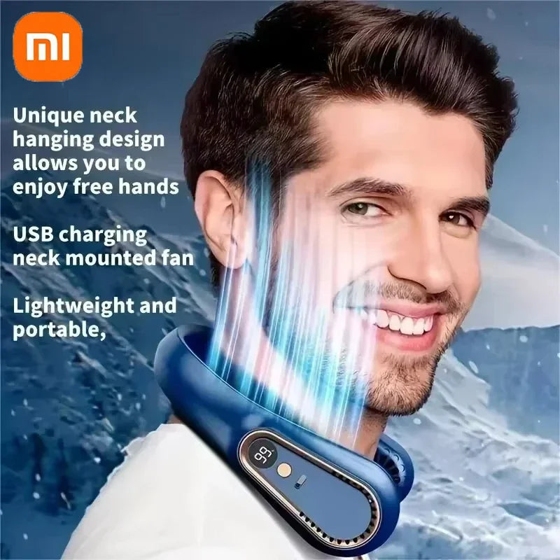 Xiaomi Neck Fan Digital Display Power Ventilator Leafless Neck Band Fan Portable Mini Air Cooler USB Rechargeable Fan