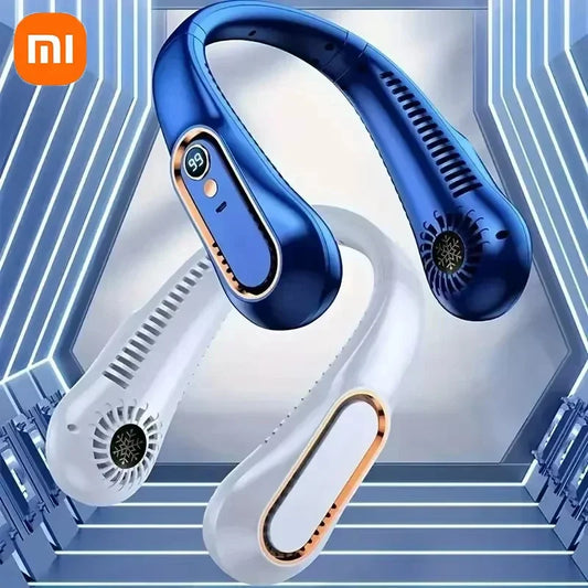 Xiaomi Neck Fan Digital Display Power Ventilator Leafless Neck Band Fan Portable Mini Air Cooler USB Rechargeable Fan