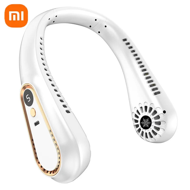 Xiaomi Neck Fan Digital Display Power Ventilator Leafless Neck Band Fan Portable Mini Air Cooler USB Rechargeable Fan